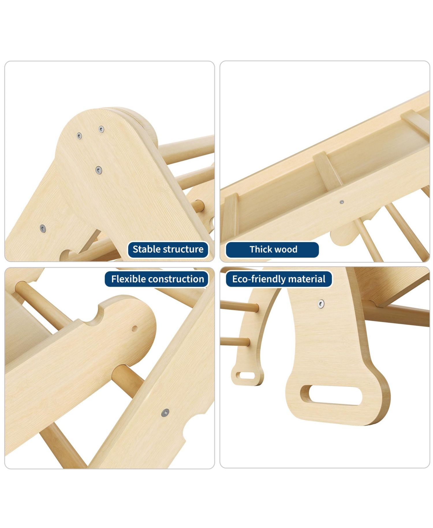 Ages 1-3 7-in-1 Educational Collapsible Wooden Climbing Triangle Set
