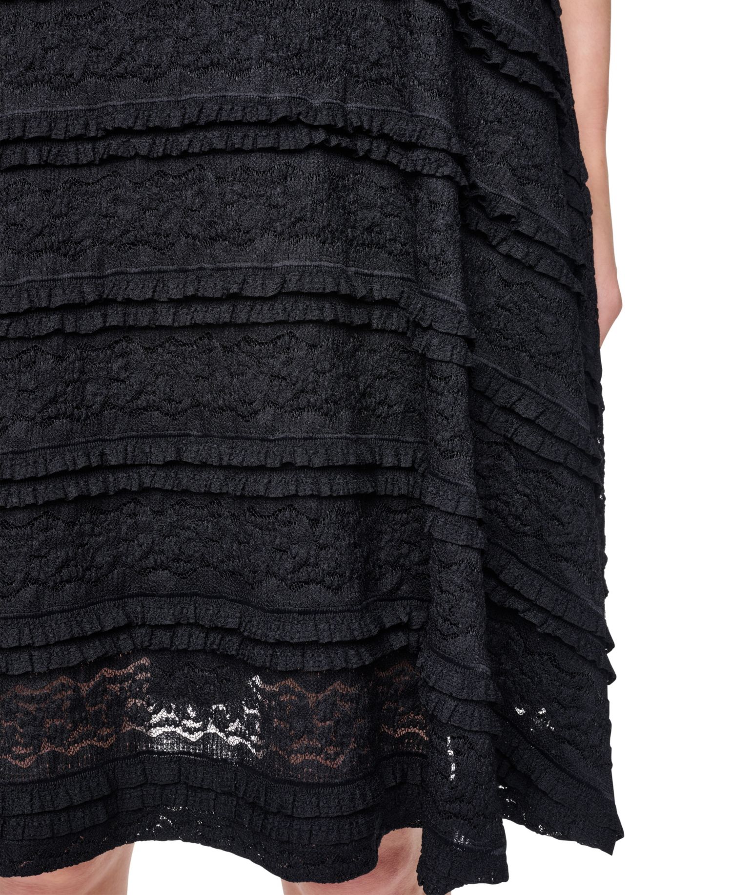Women's Jewel Neck Ruffle Hem Fit-and-Flare Lace Dress