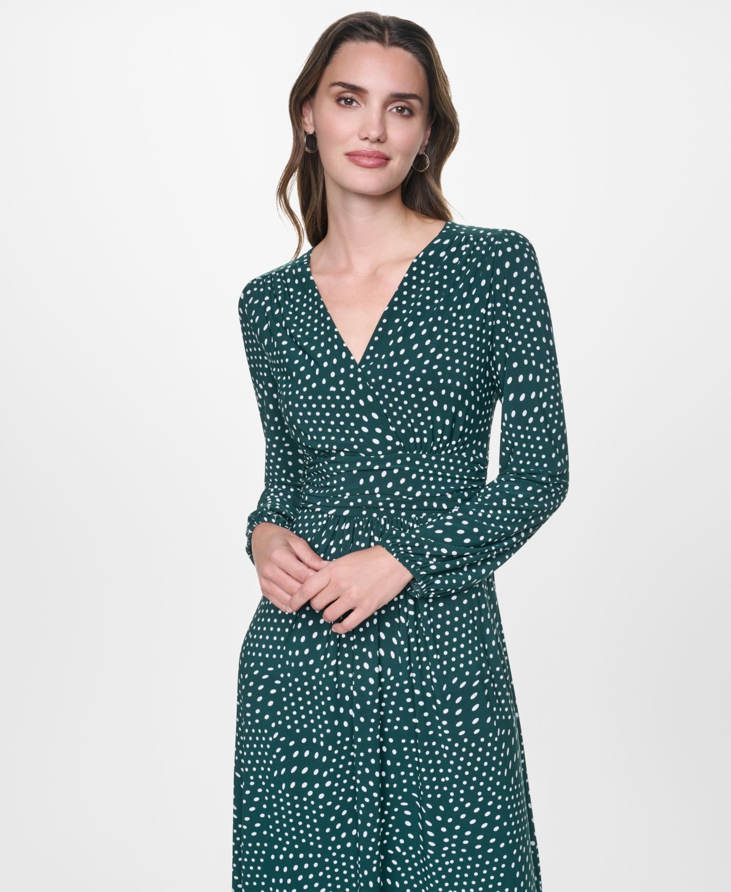 Women's Long-Sleeve Wrap Fit & Flare Dress