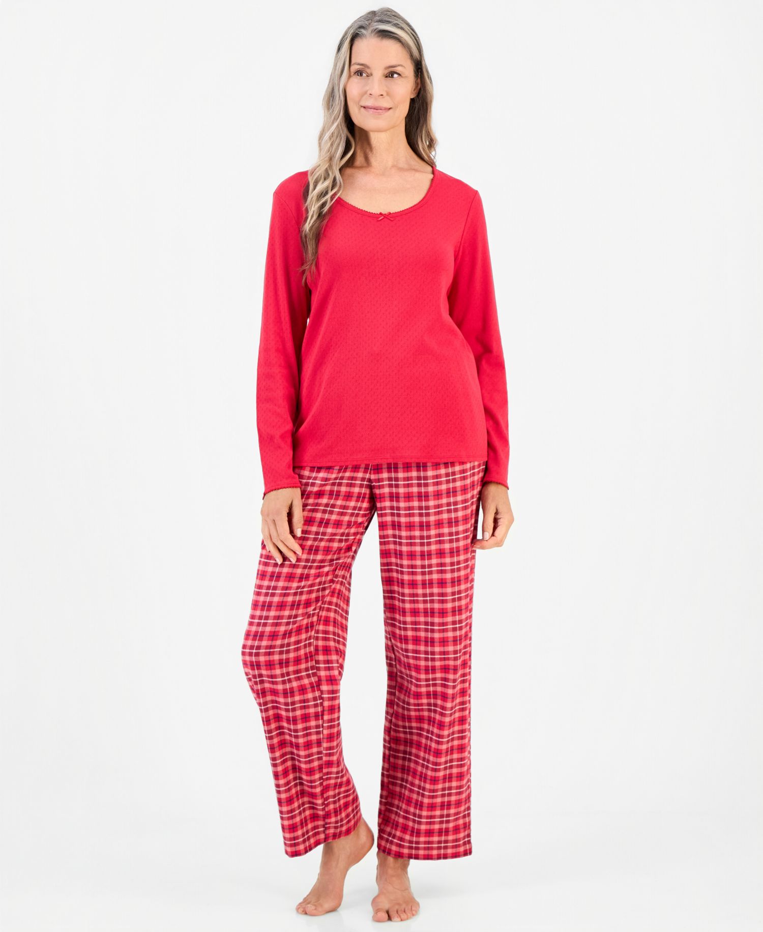 Women's Long Sleeve Pointelle Top