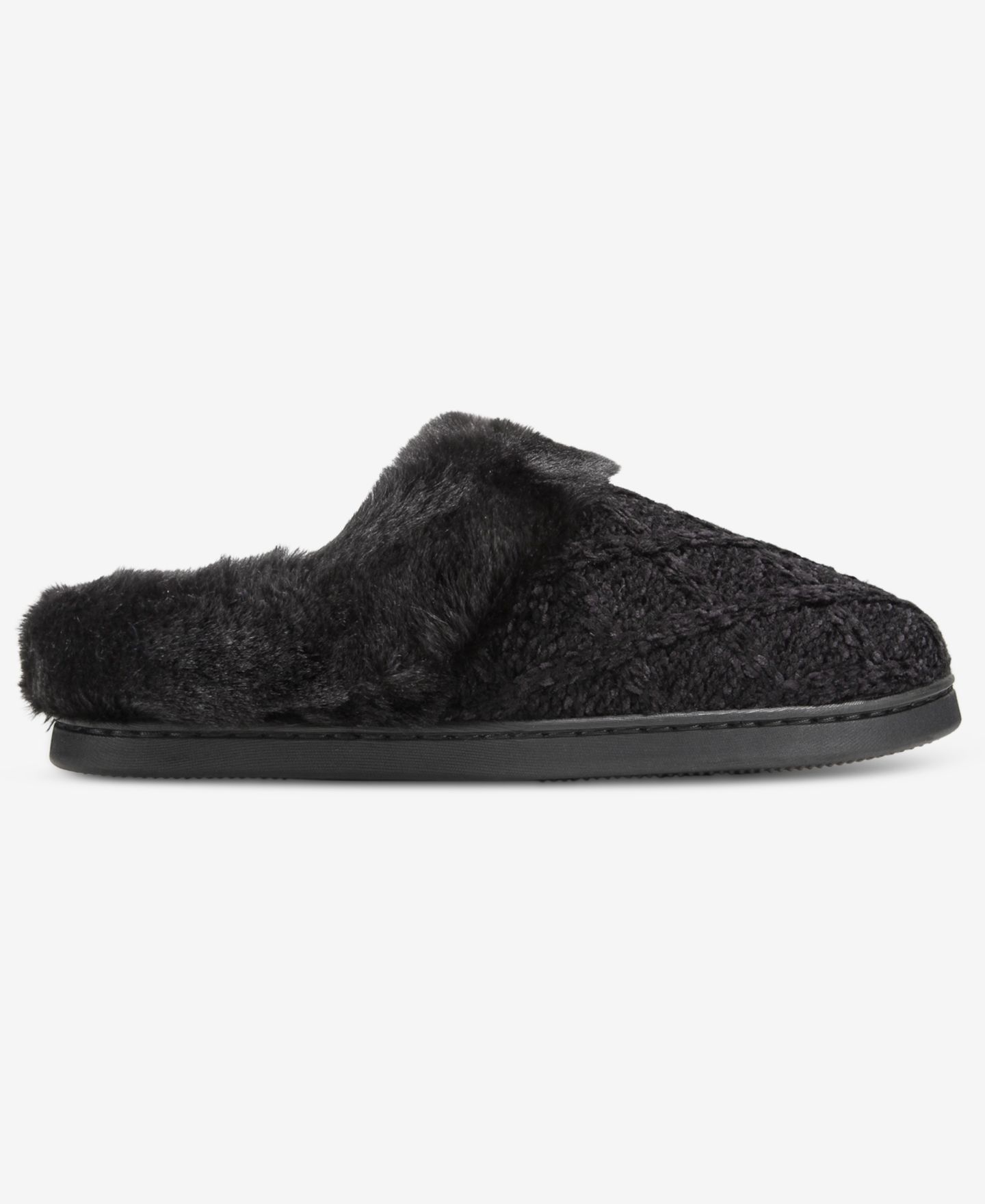 Женские тапочки Charter Club Faux Fur Lined Slipper, цвет: Чёрный — фото 3