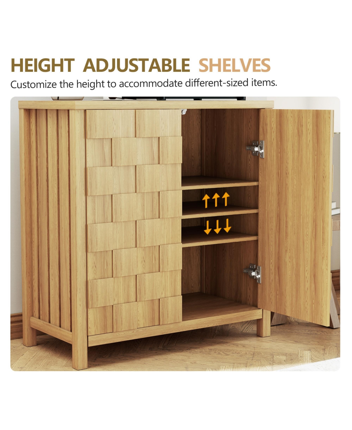 Vlsrka 31.5'' W Accent Cabinet with Adjustable Shelves, Lattice Door Storage Sideboard