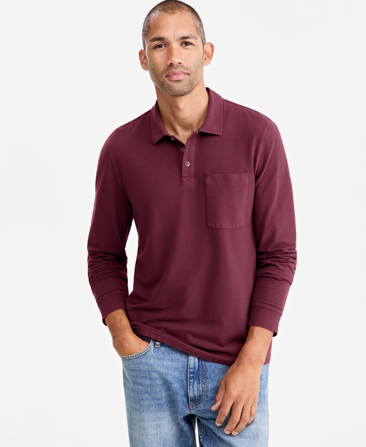 Sun + Stone Men's Long-Sleeve Pocket Polo, Macy's Exclusive