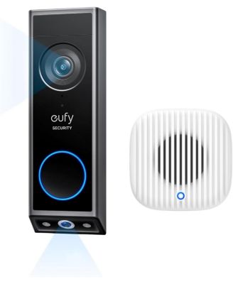 Video Doorbell E340 and Chime 2 Indoor/Outdoor Wireless and Wired 2K Full HD Dual Cameras Color Night Vision Video Doorbell and Chime System