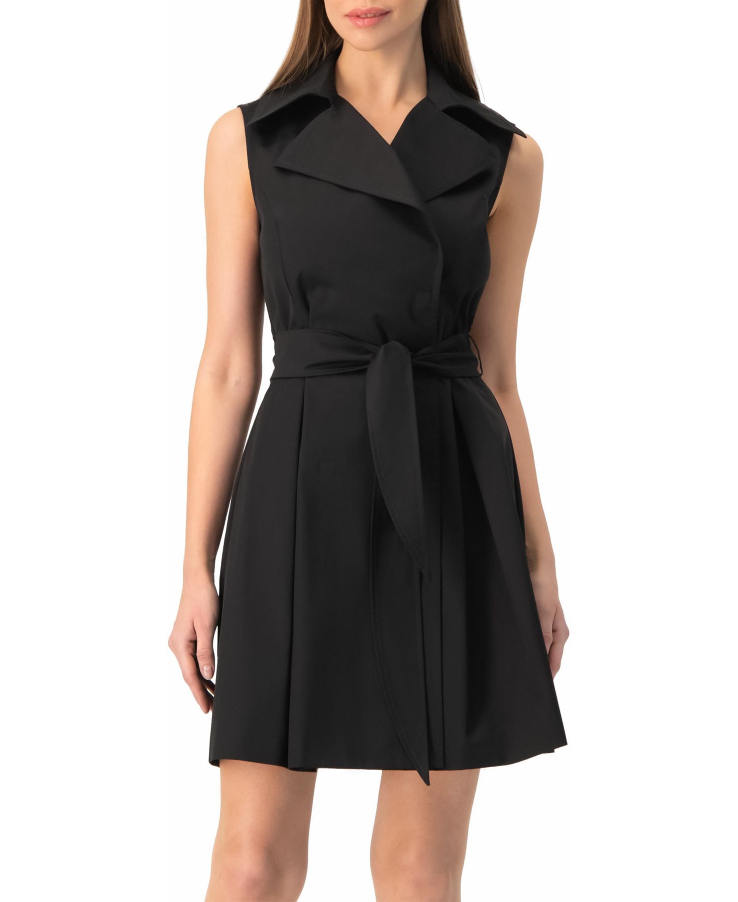 Women's Belted Sleeveless Trench-Style A-Line Mini Dress