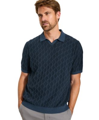 Men's Textured Johnny Collar Polo Shirt