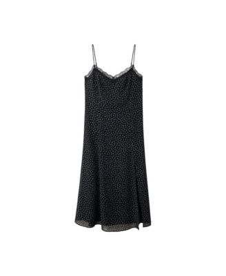 Women's Lace-Detail Polka-Dot V-Neck Dress