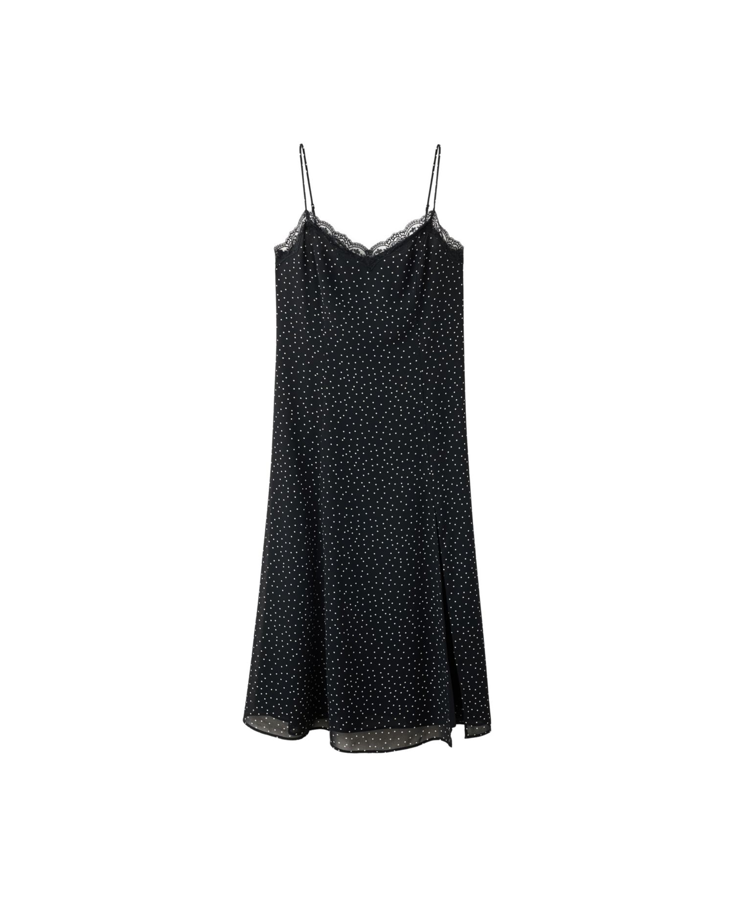 Women's Lace-Detail Polka-Dot V-Neck Dress