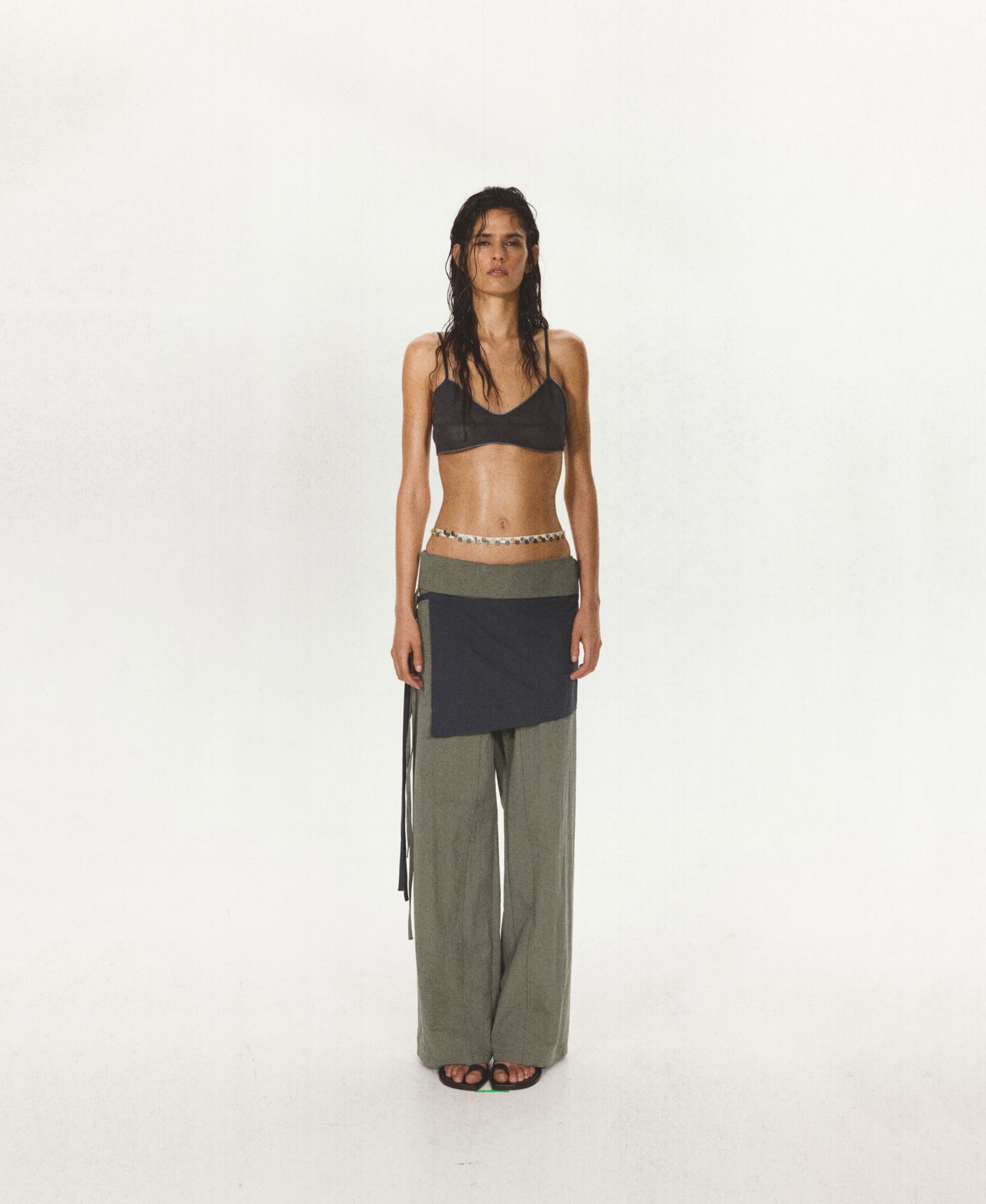 Women's Sheer Crop V-Neck Top