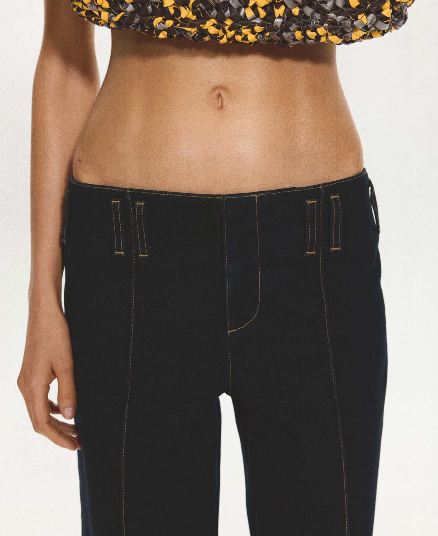 Women's Low-Rise Straight-Leg Contrasting Stitching Jeans