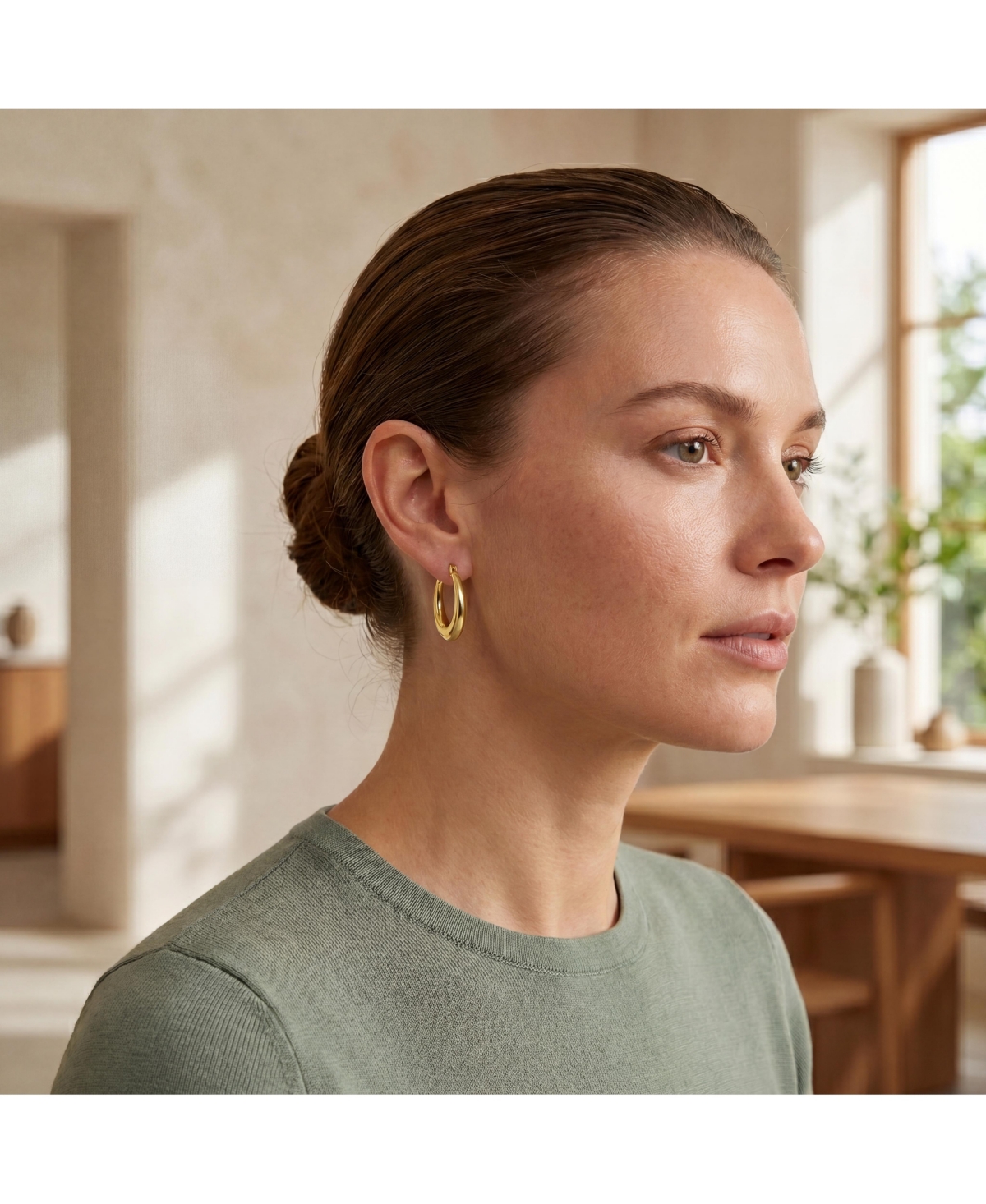 14K Gold Plated Large Hoop Earrings