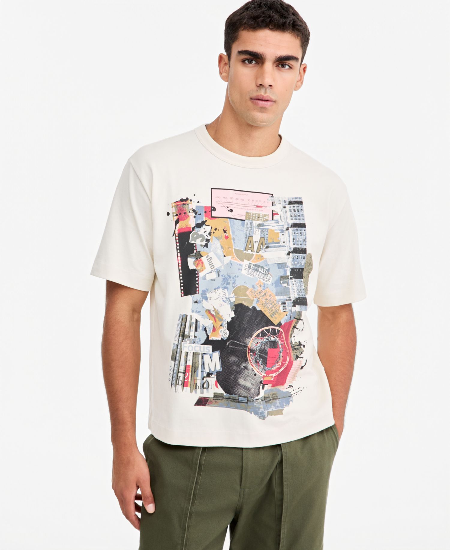 Men's Collage Graphic Relaxed-Fit Crewneck T-Shirt