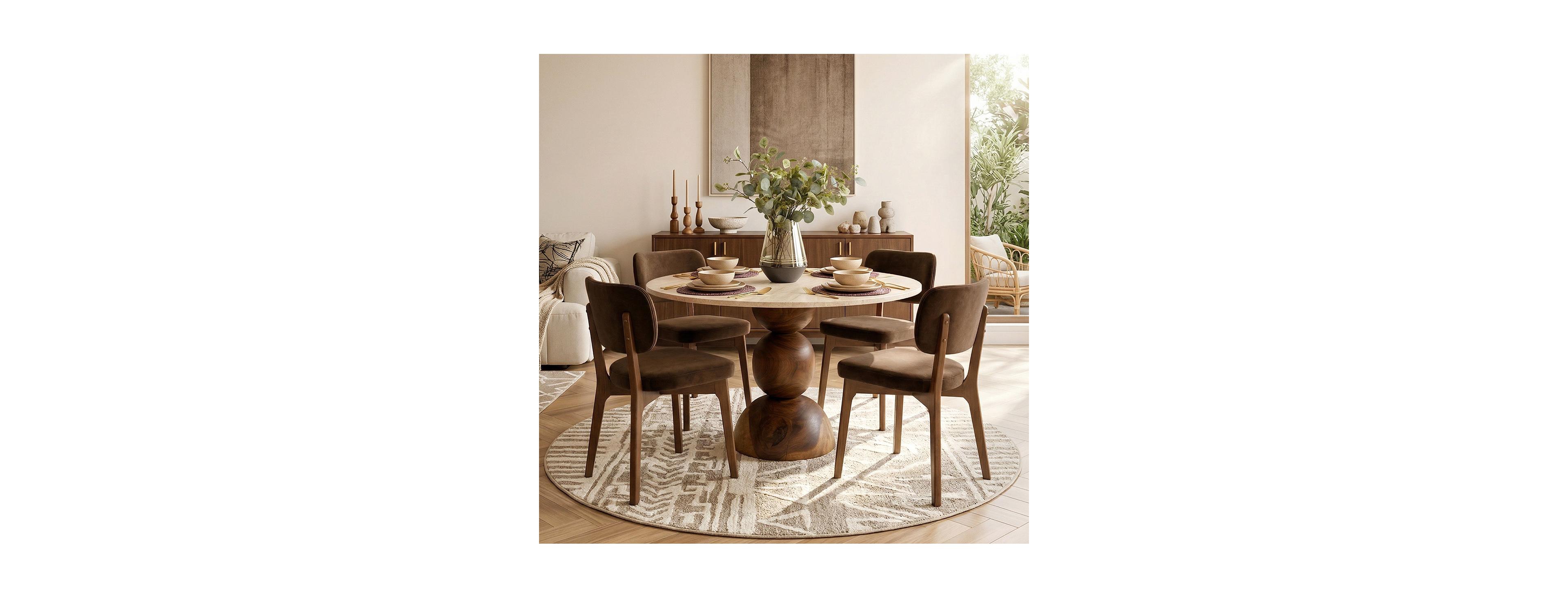 Maison Boucle Mid-Century Modern Dining Chairs Set of 4