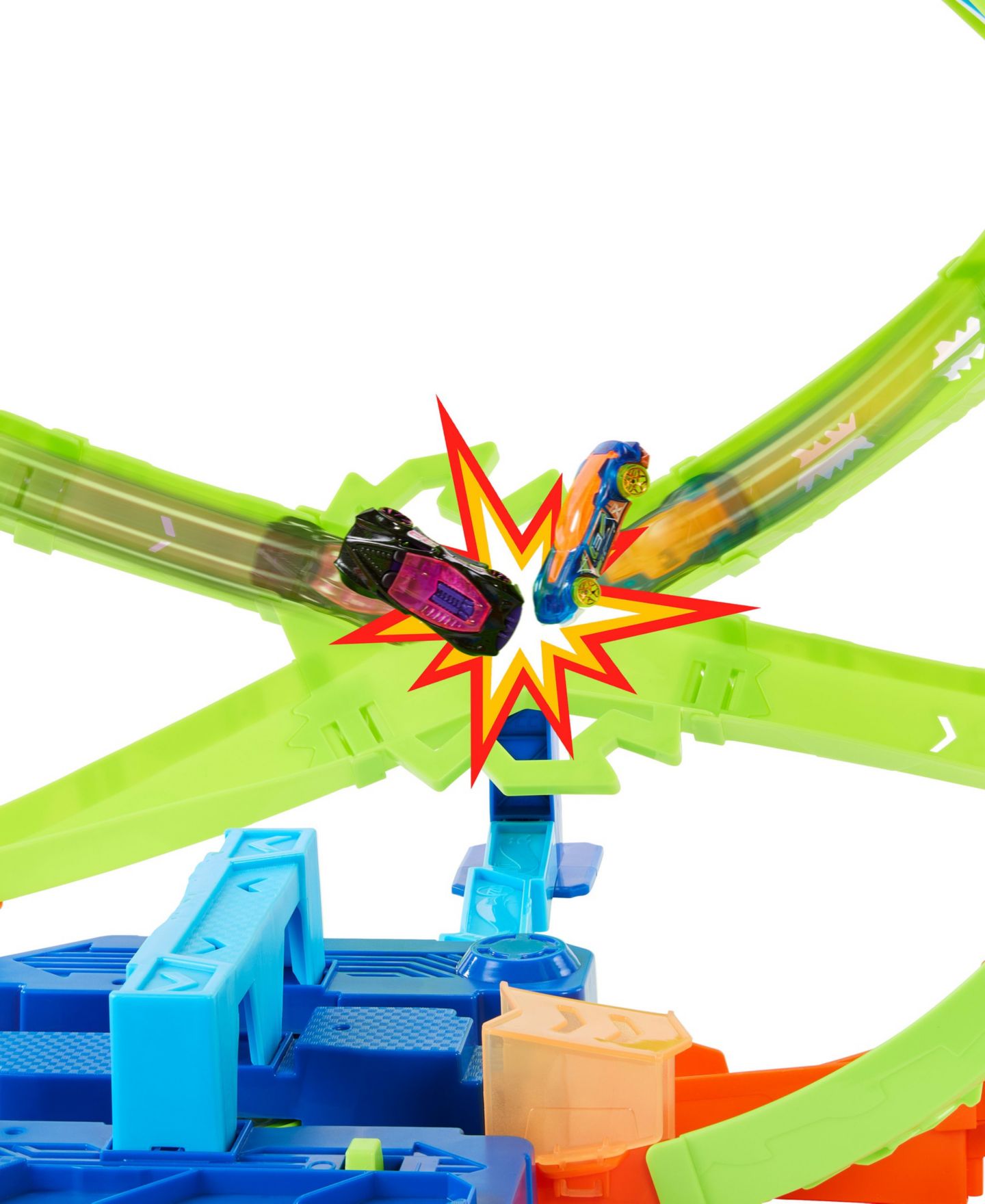 Детский игровой набор Hot Wheels 1:64 Scale Stunt Tracks Hypersphere Crash Dual-Loop Track Playset — фото 2
