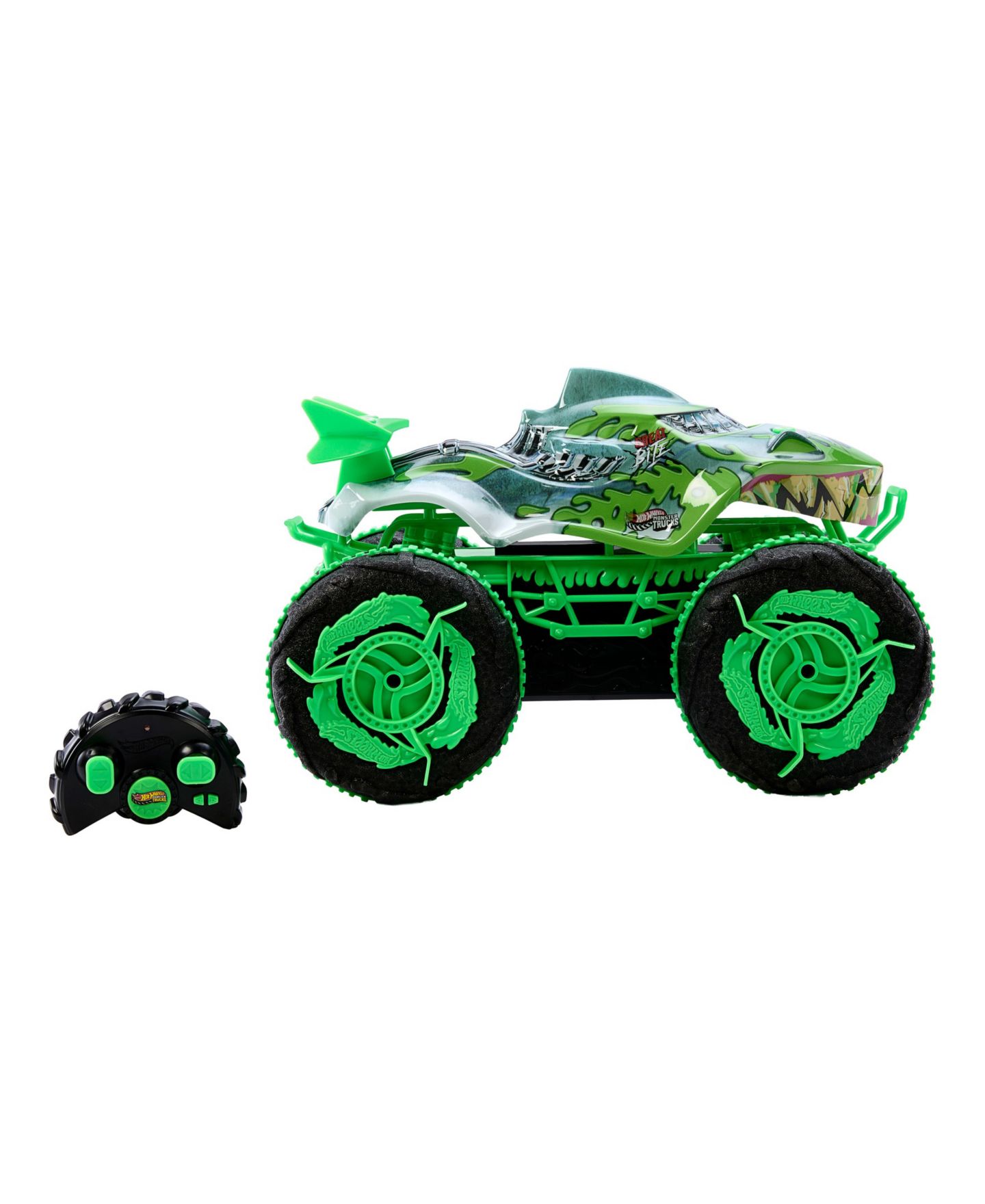 Детская игрушка Hot Wheels 1:15 Scale Monster Trucks Great Bite All-Terrain Amphibious Remote Control Car — фото 4