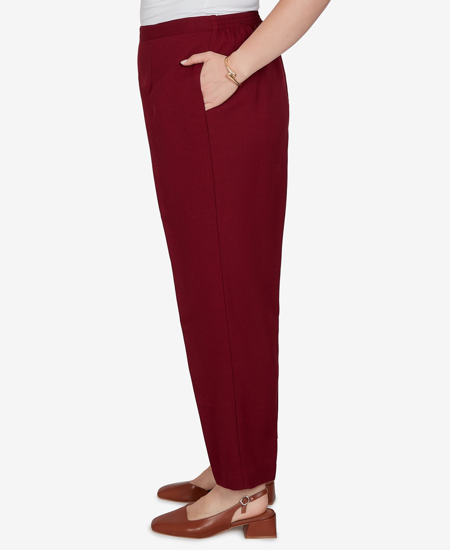 Plus Size Union Square Textured Straight Pull-On Pants