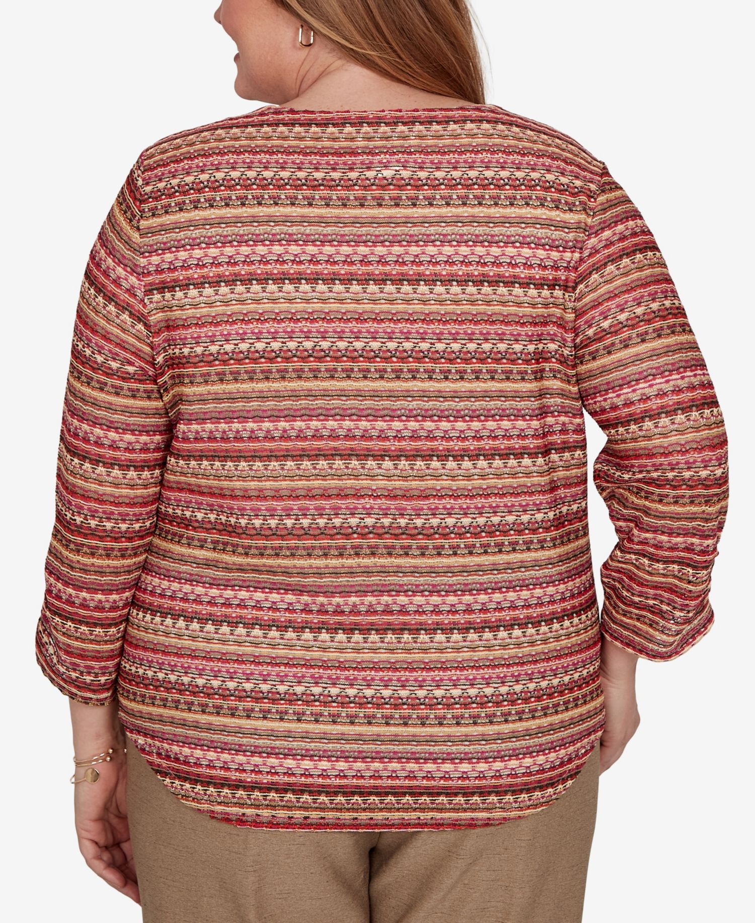 Plus Size Union Square 3/4-Sleeve Striped T-Shirt