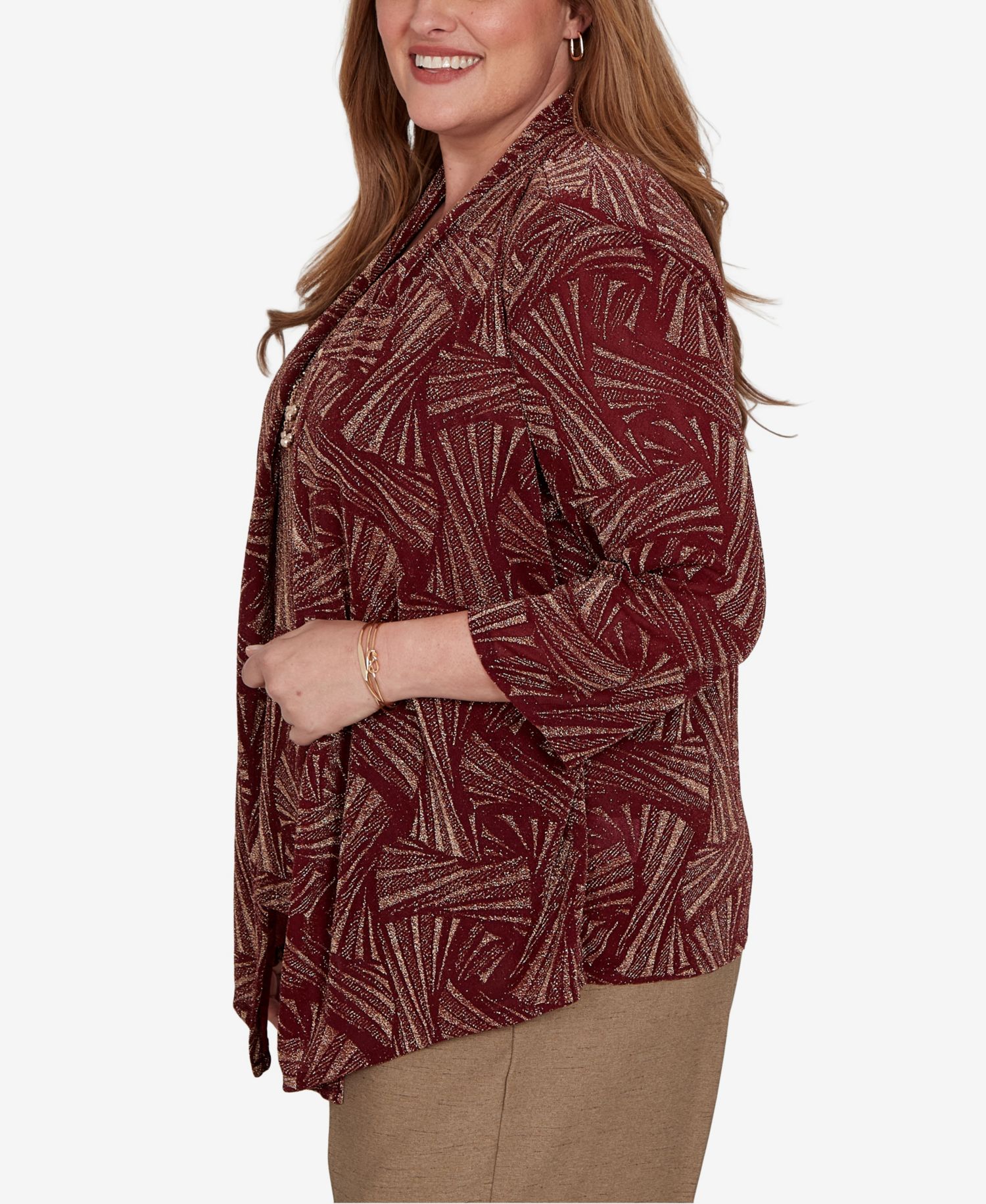 Plus Size Union Square Shimmer Abstract Two-in-One Top