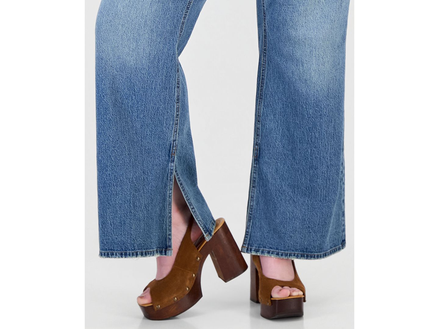 Женские джинсы And Now This Trendy Plus Size Side Slit High-Rise Bootcut Denim Jeans, цвет: As Is — фото 6