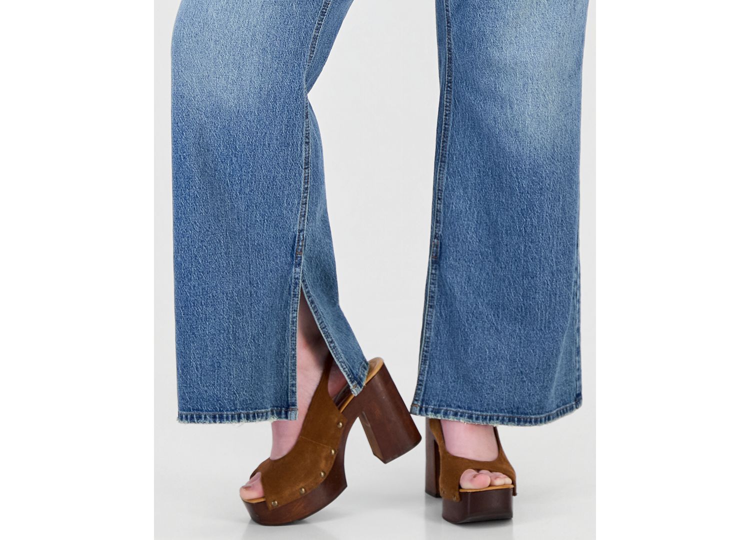 Petite Side Slit Bootcut High-Waisted Jeans