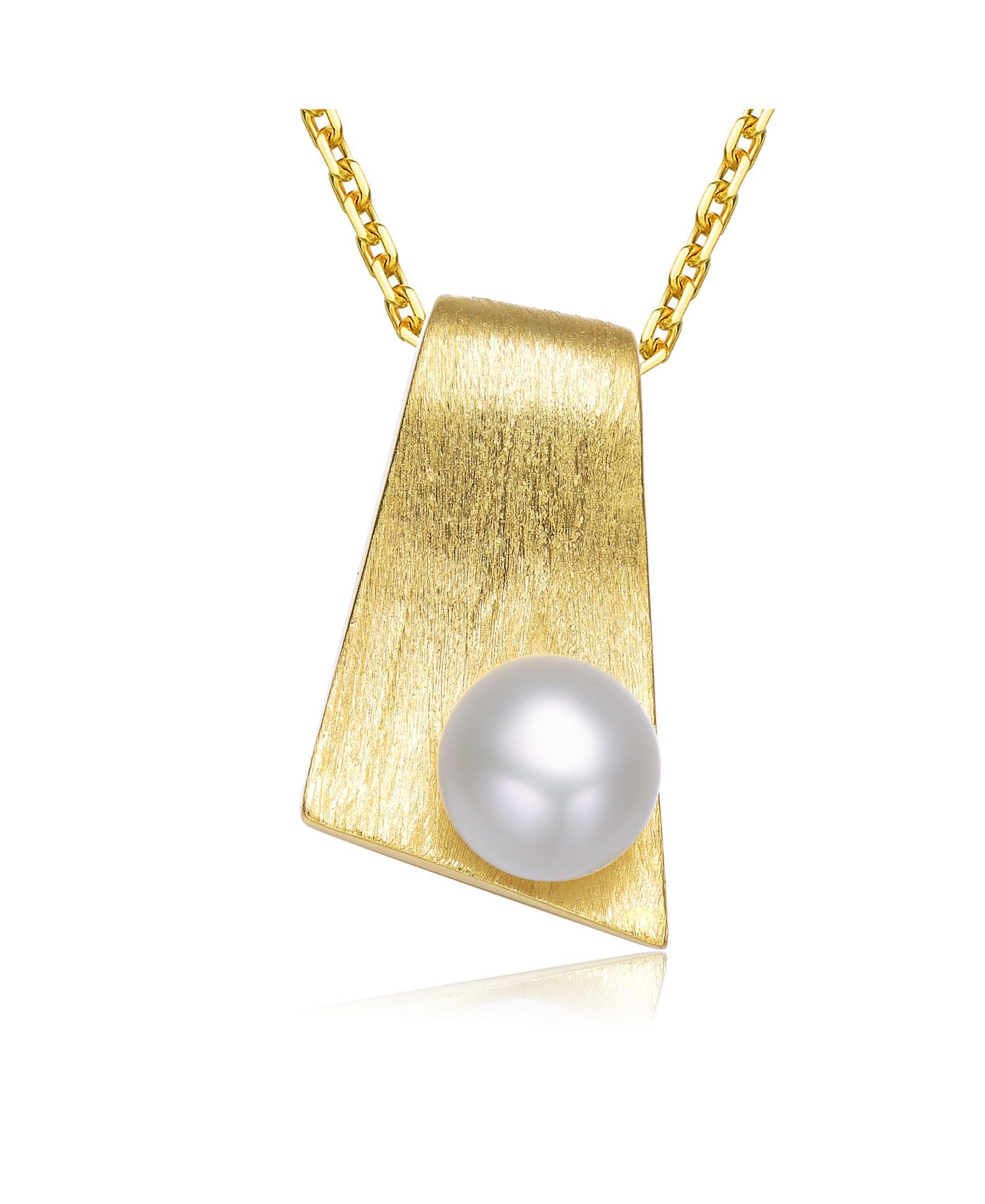 Sterling Silver 18K Gold Plated Unique Pearl Pendant Necklace
