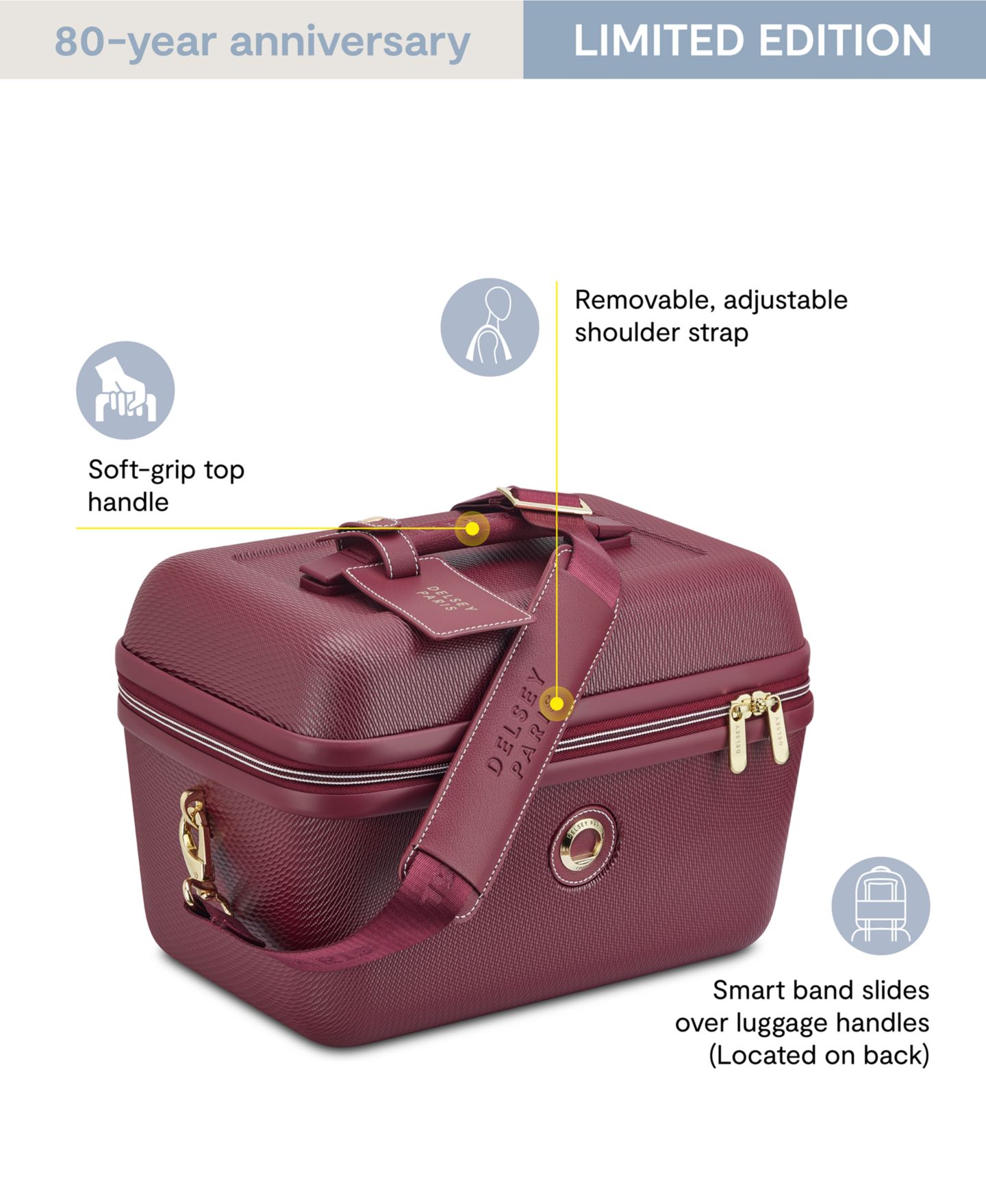 Сумка Delsey Paris Chatelet Air 2.0 9" Beauty Case, цвет: Бордовый — фото 7