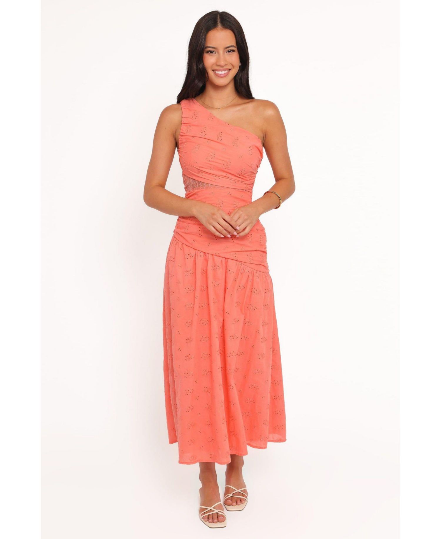 Women's One-Shoulder Eyelet Corinne Maxi Dress