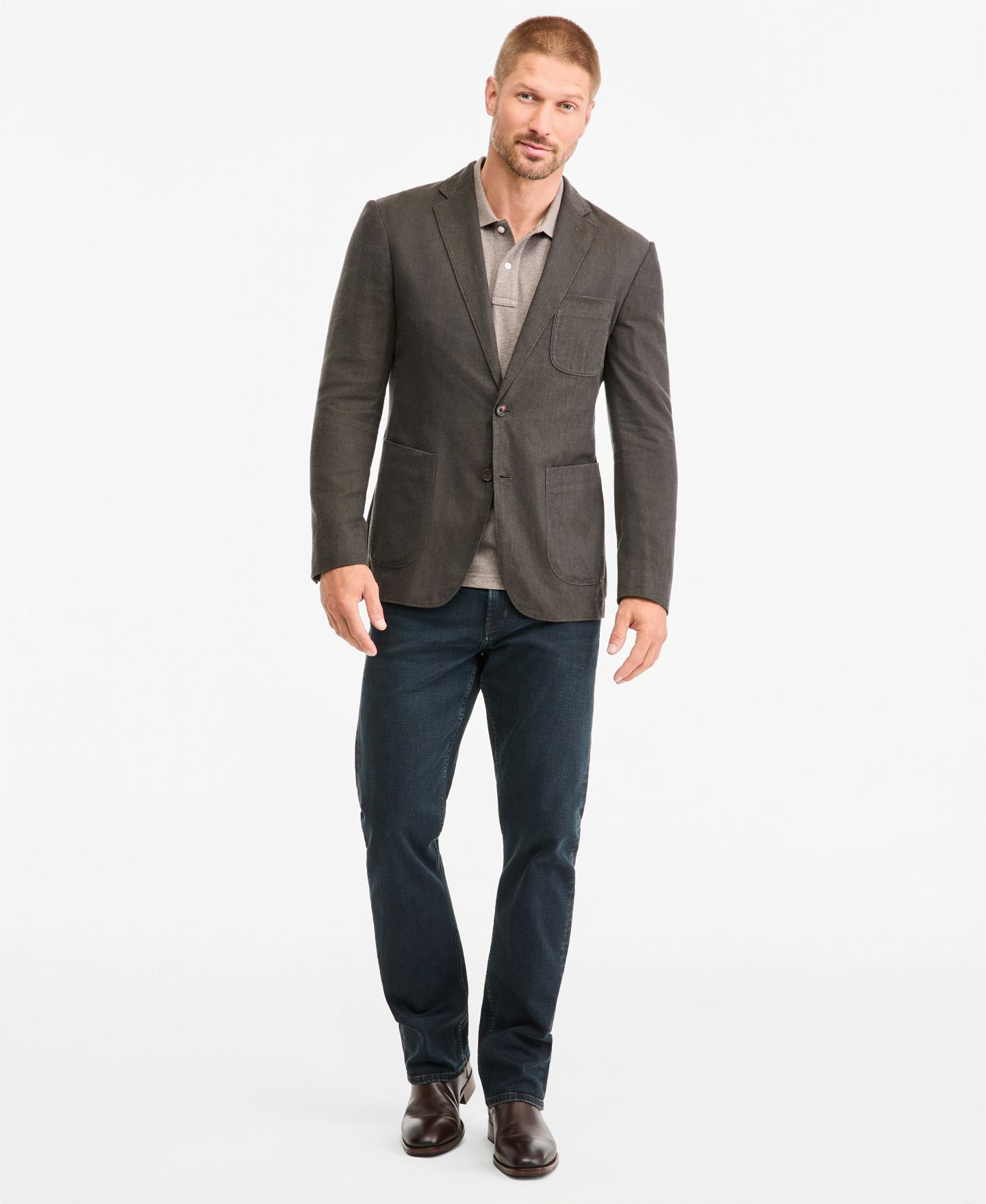 Мужской пиджак Rodd & Gunn Deveron Blazer, Gunn Polo & Linden Jeans, цвет: Синий / Чёрный — фото 1