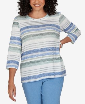 Petite Provence 3/4-Sleeve Crew Neck Knit Top