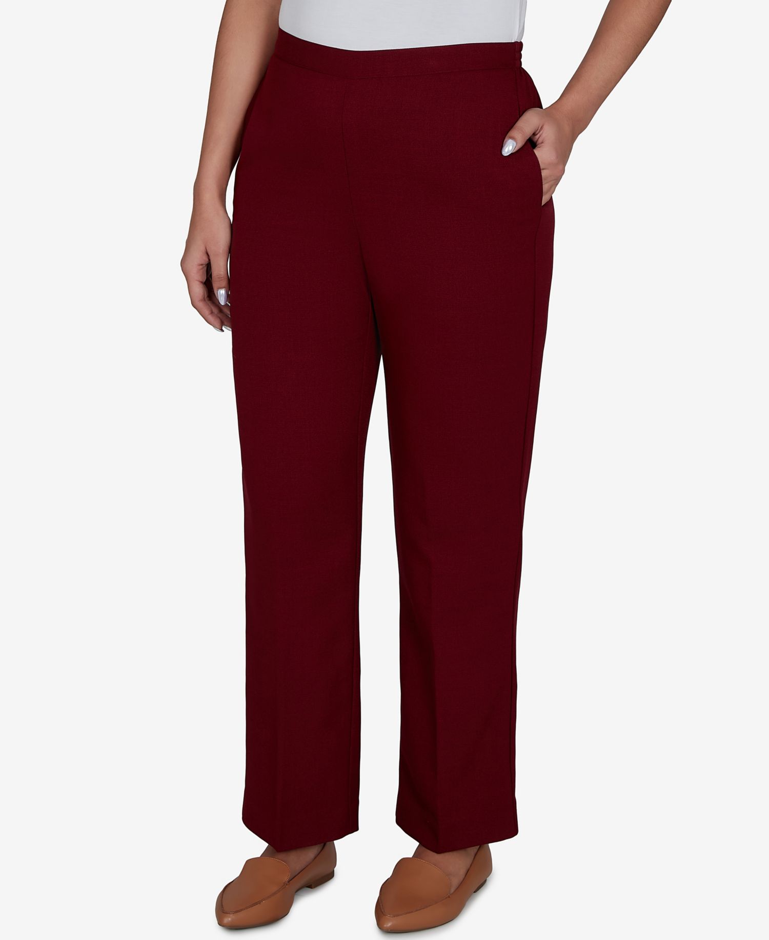 Petite Union Square Textured Pull-On Straight Pants