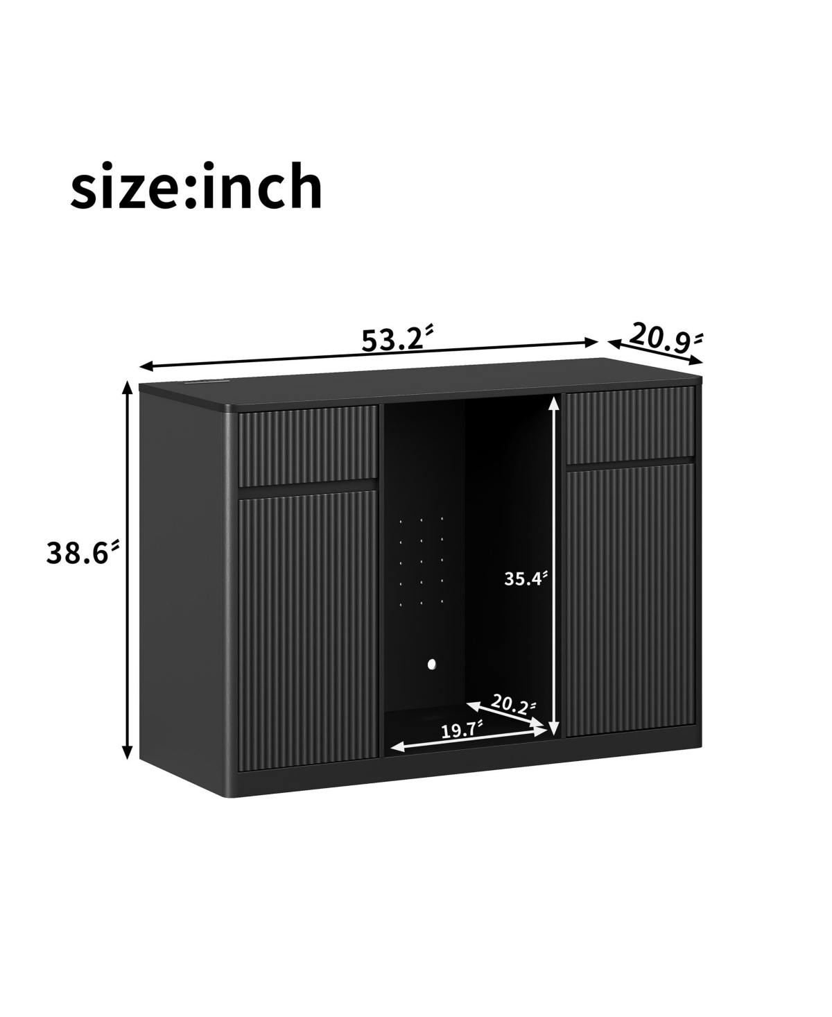 Clihome 53.2" Sideboard Bar Cabinet with Fridge Space (Fridge Not Included), Storage Buffet