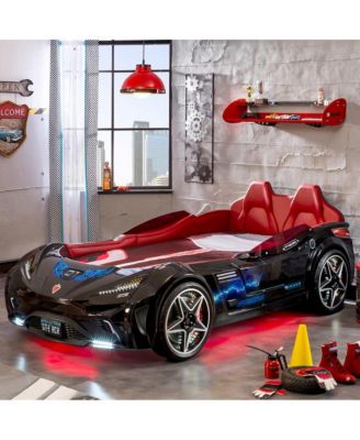 Cilek GTS EV Twin-Size Race Car Bed, - Remote Control, LED Lights, EV Sound FX