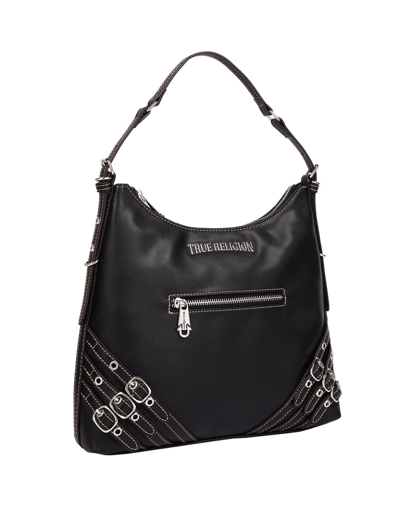 Женская сумка True Religion Triple Straps Large PU Hobo, цвет: Чёрный — фото 2