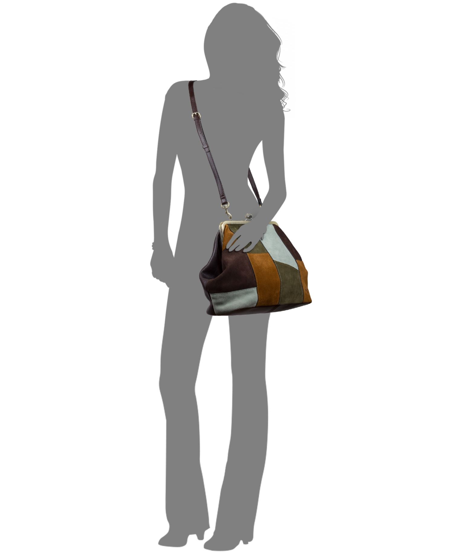 Vivienne Suede Medium Patchwork Frame Crossbody Handbag