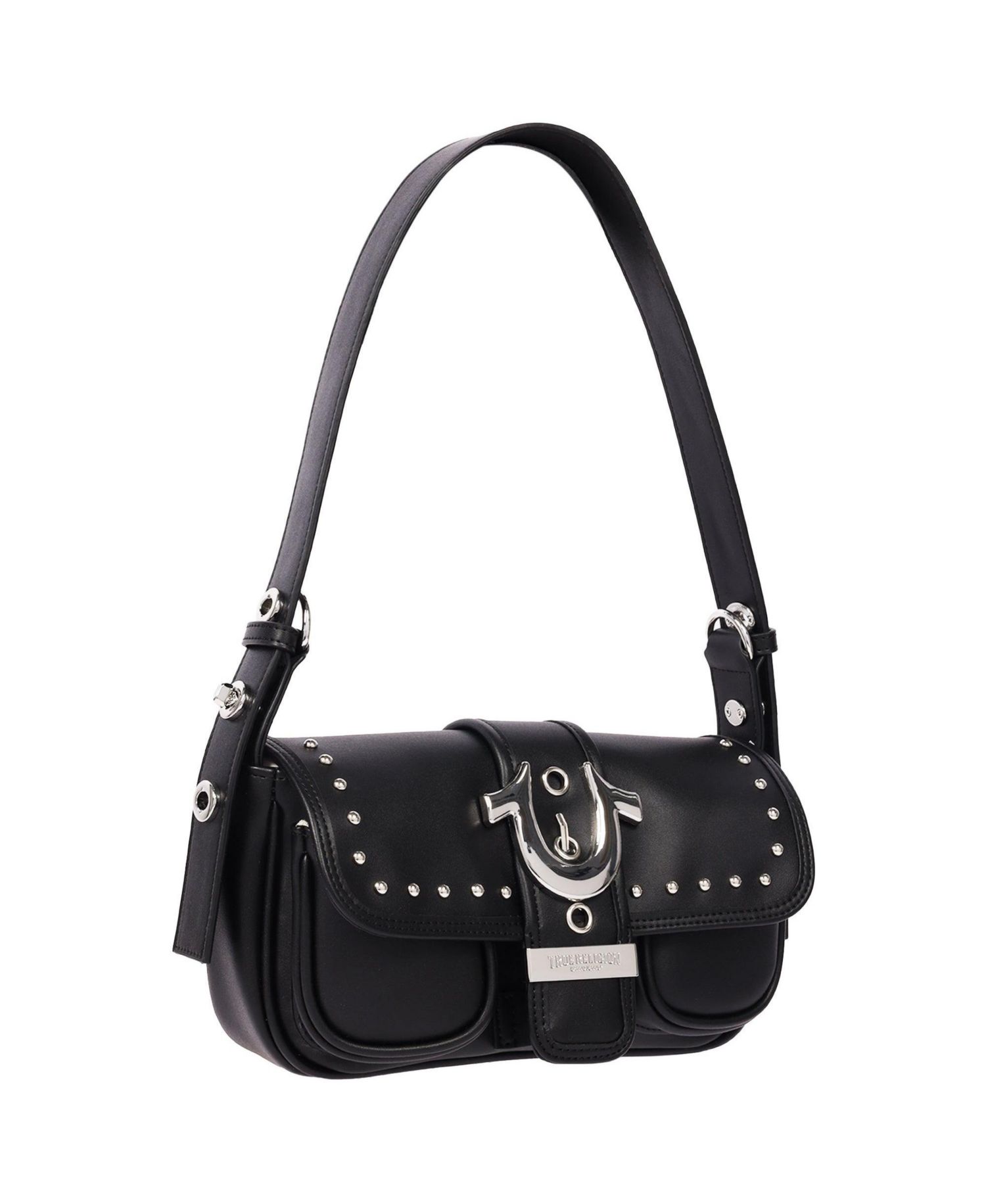Women's Smooth Moto Studded Shoulder Bag