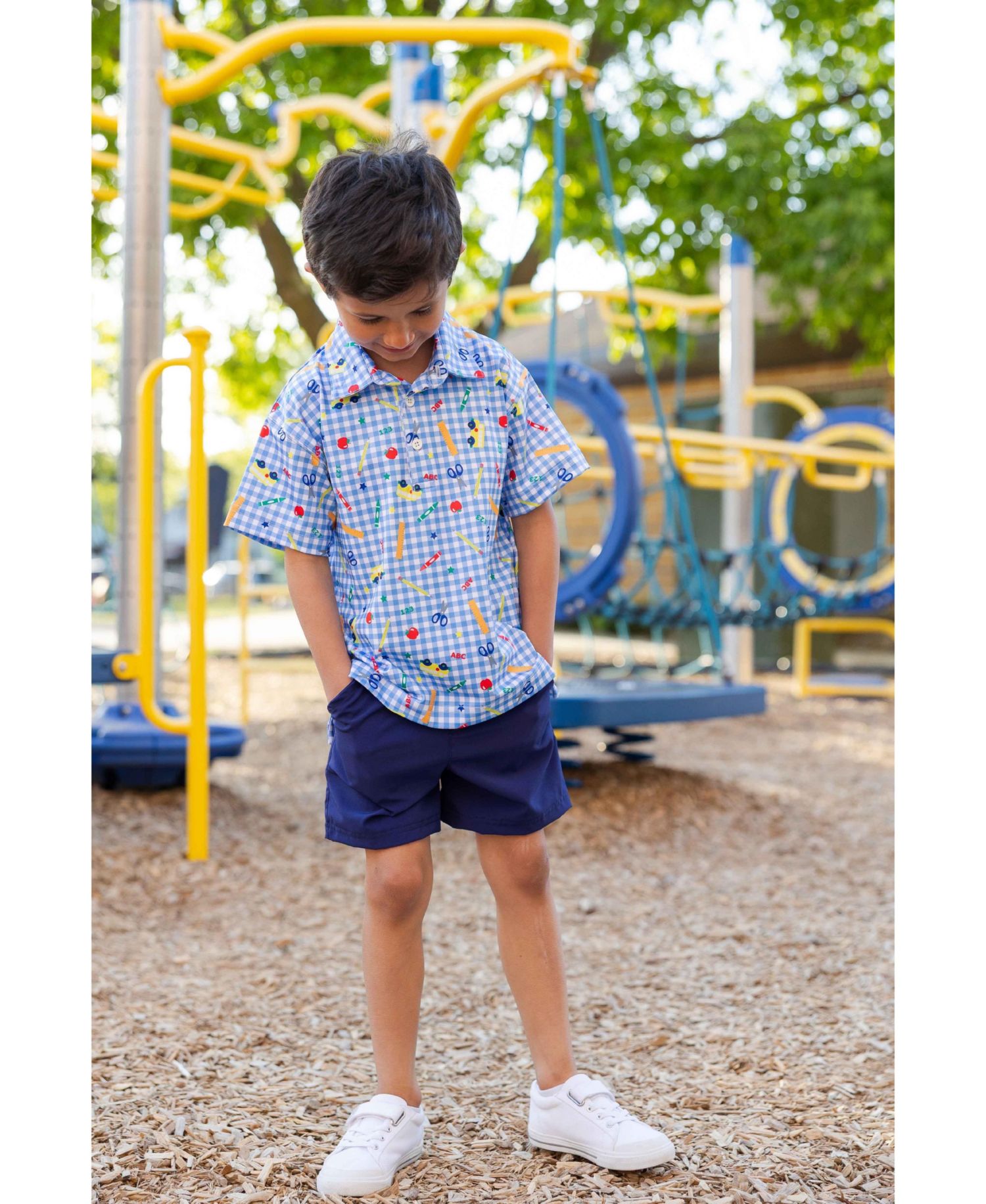 Big Boy ( 2T to 7 ) School Print Performance Knit Polo