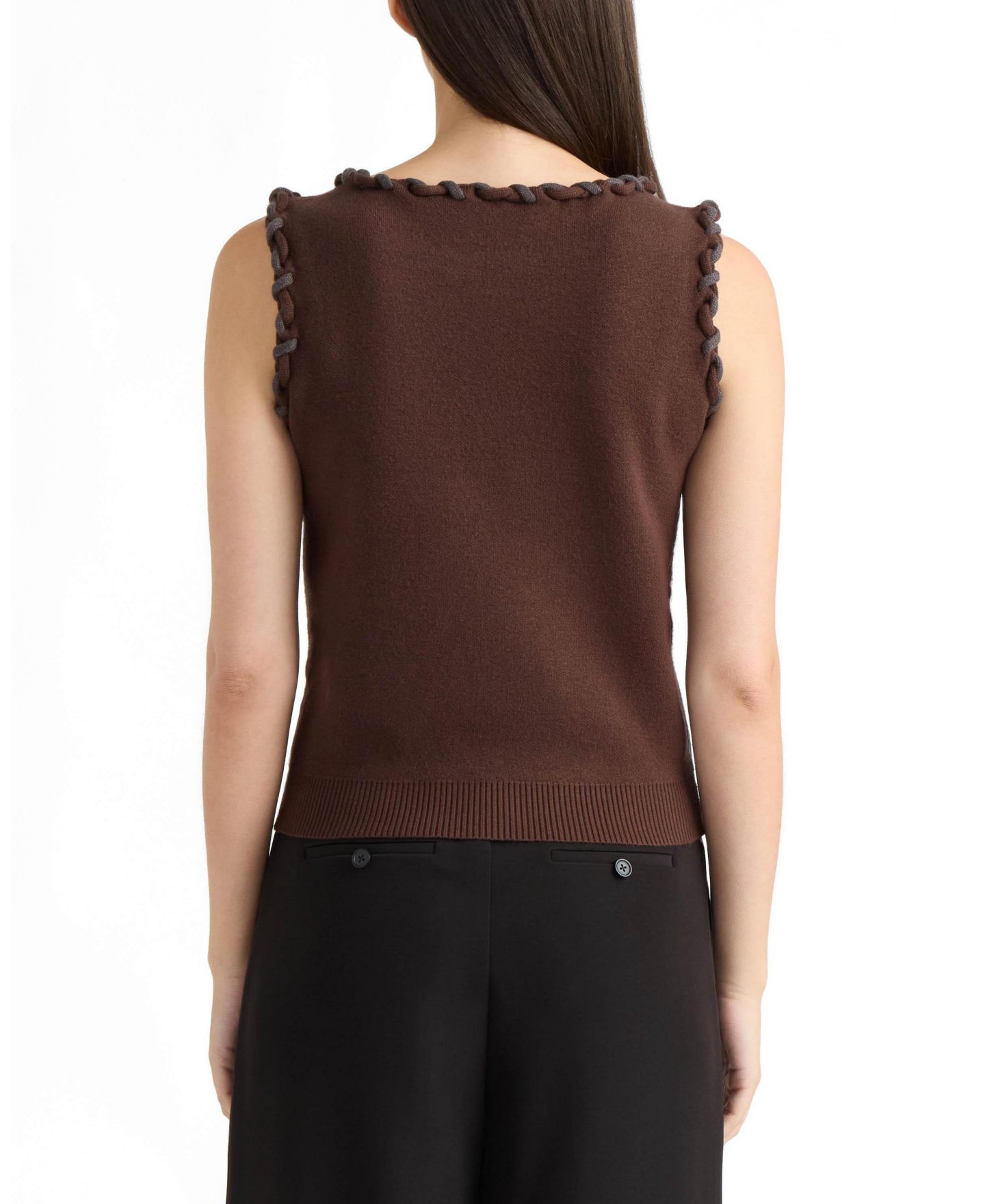 Женский свитер Ellen Tracy Braided Trim Sleeveless, цвет: Коричневый — фото 2