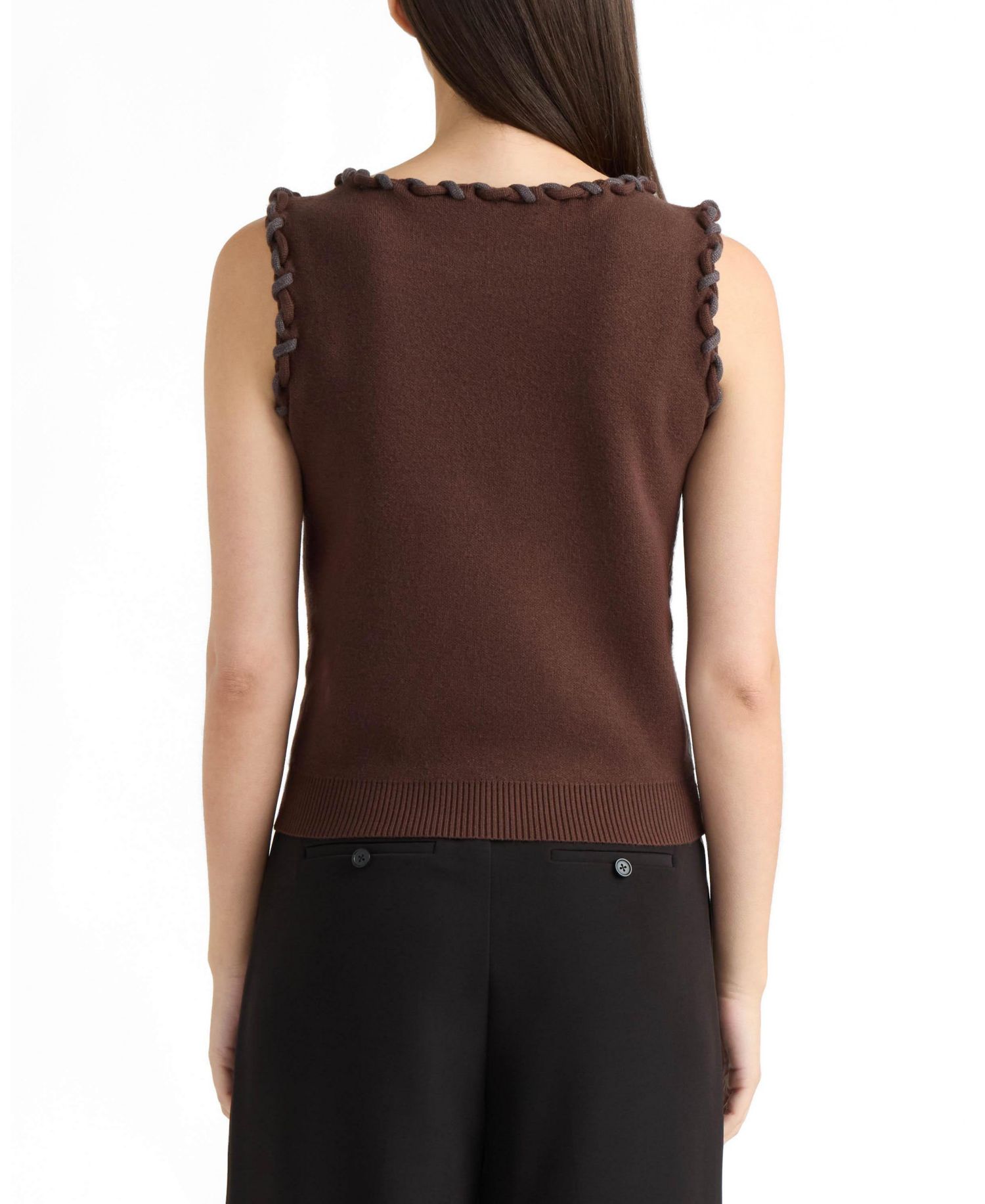 Women’s Braided Trim Sleeveless Sweater