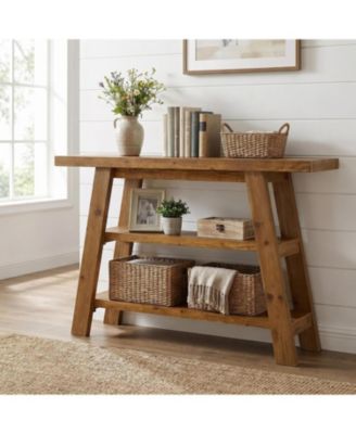 Solid Wood Console Table,47.24" Farmhouse Narrow Entryway Table with 3-Tier Storage Shelves, Table for Hallway, Foyer, Living Room