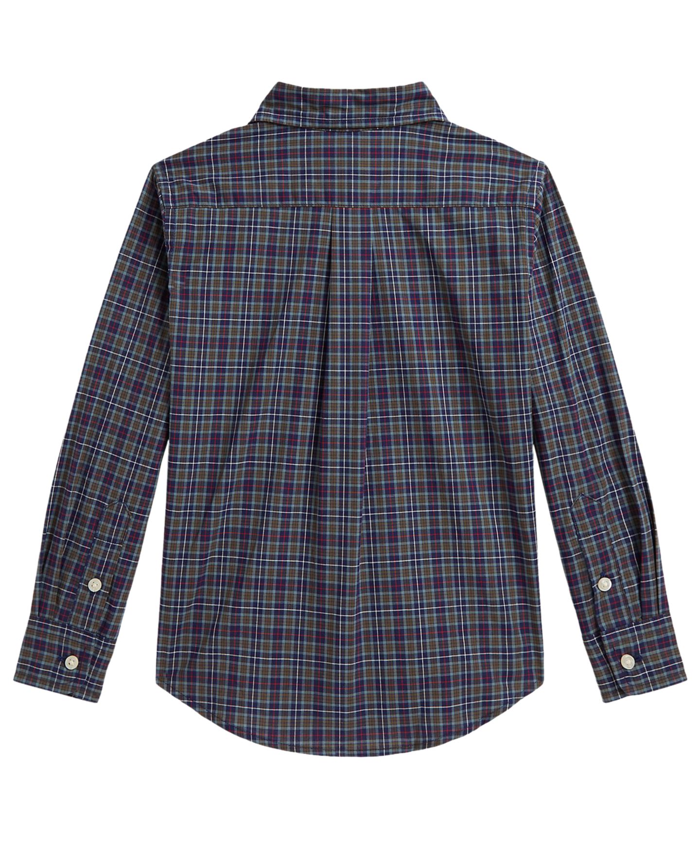 Рубашка Polo Ralph Lauren Plaid Cotton Poplin Shirt для мальчиков, цвет: Синий коричневый разноцветный — фото 2