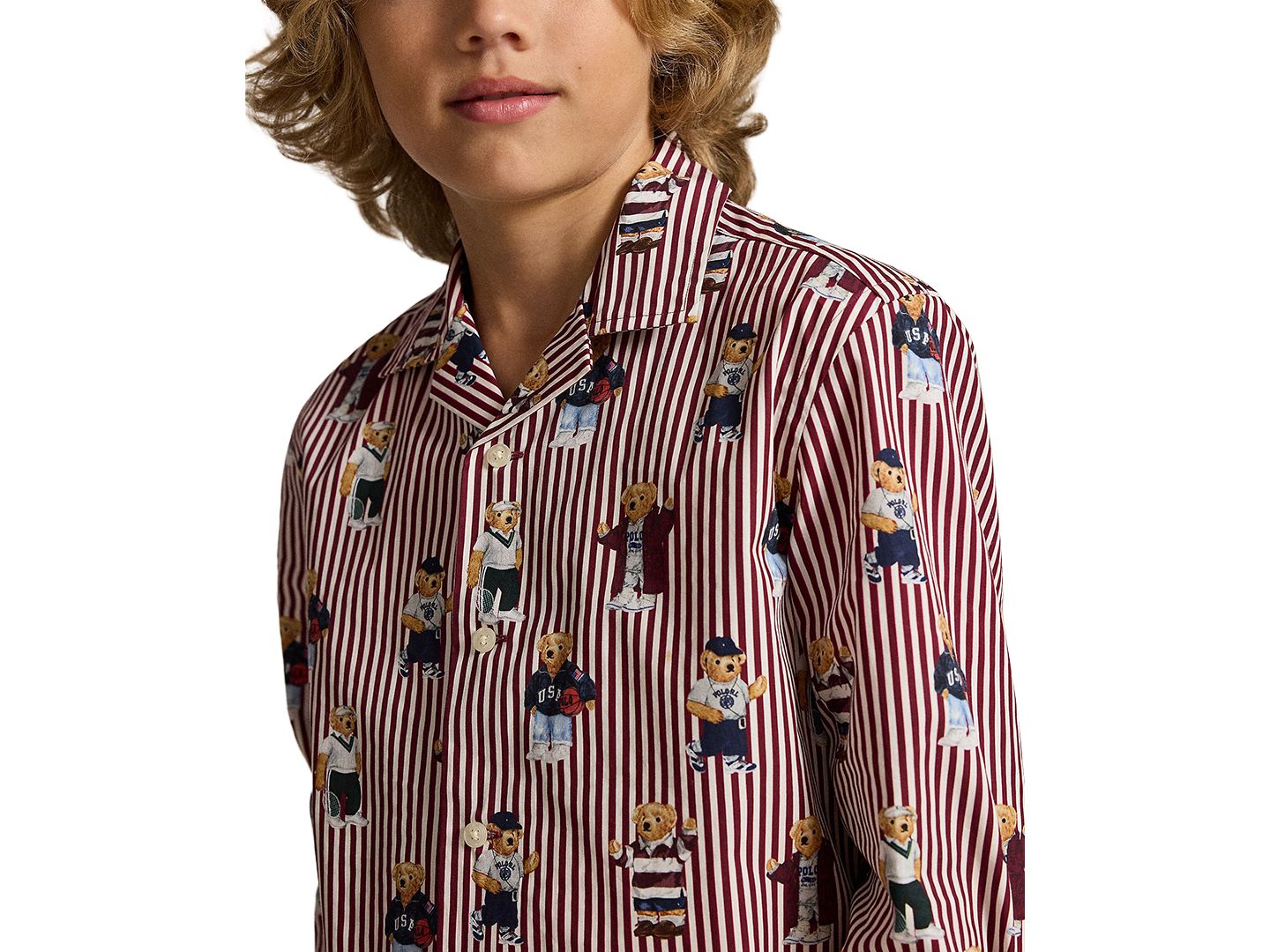 Рубашка Polo Ralph Lauren Polo Bear Striped Cotton Shirt для мальчиков, цвет: Полосатый — фото 3