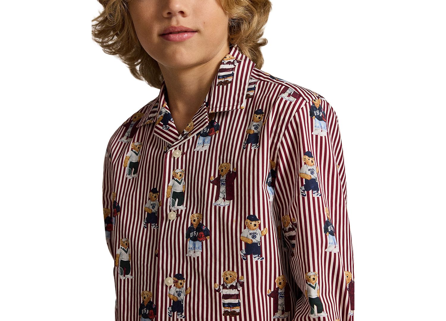 Boys' 8-20 Polo Bear Striped Cotton Shirt