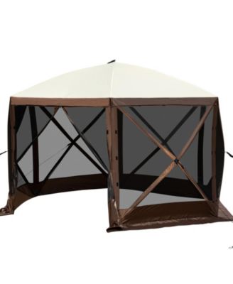Pop Up Gazebo Screen Tent, 12 x 12 feet 6-Sided Canopy with Mesh Windows