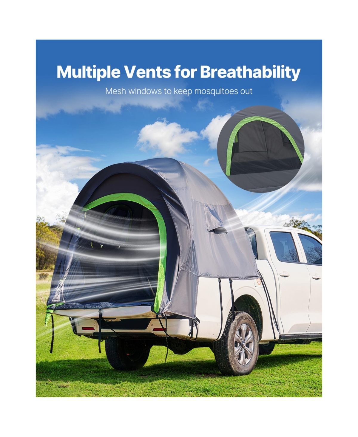 Sevorley Pickup Truck Bed Tent for 5.5-6.0 feet Beds, Waterproof 2-3 Person Double-Layer Tent