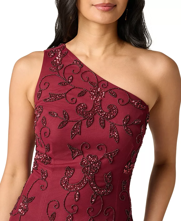 Women's One-Shoulder Beaded Gown - thumbnail 3
