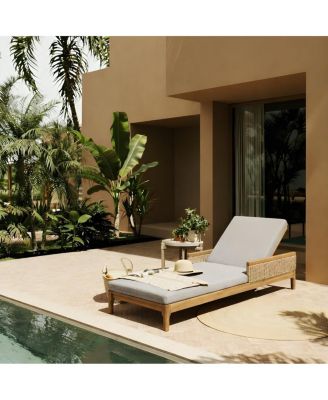 Acacia Wood Outdoor Chaise Lounge, 4-Position Adjustable Patio Daybed
