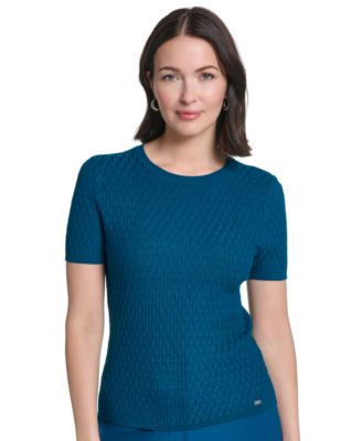 Women's Textured Short-Sleeve Crewneck Top