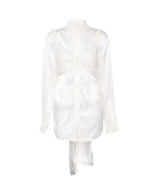 Women's Optic Satin Jacquard Lace Bralette Blouse
