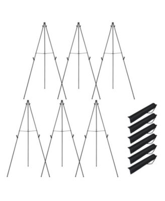 Set of 6 Metal Tripod Display Easel Stands with Adjustable Card Slots and Carry Bags