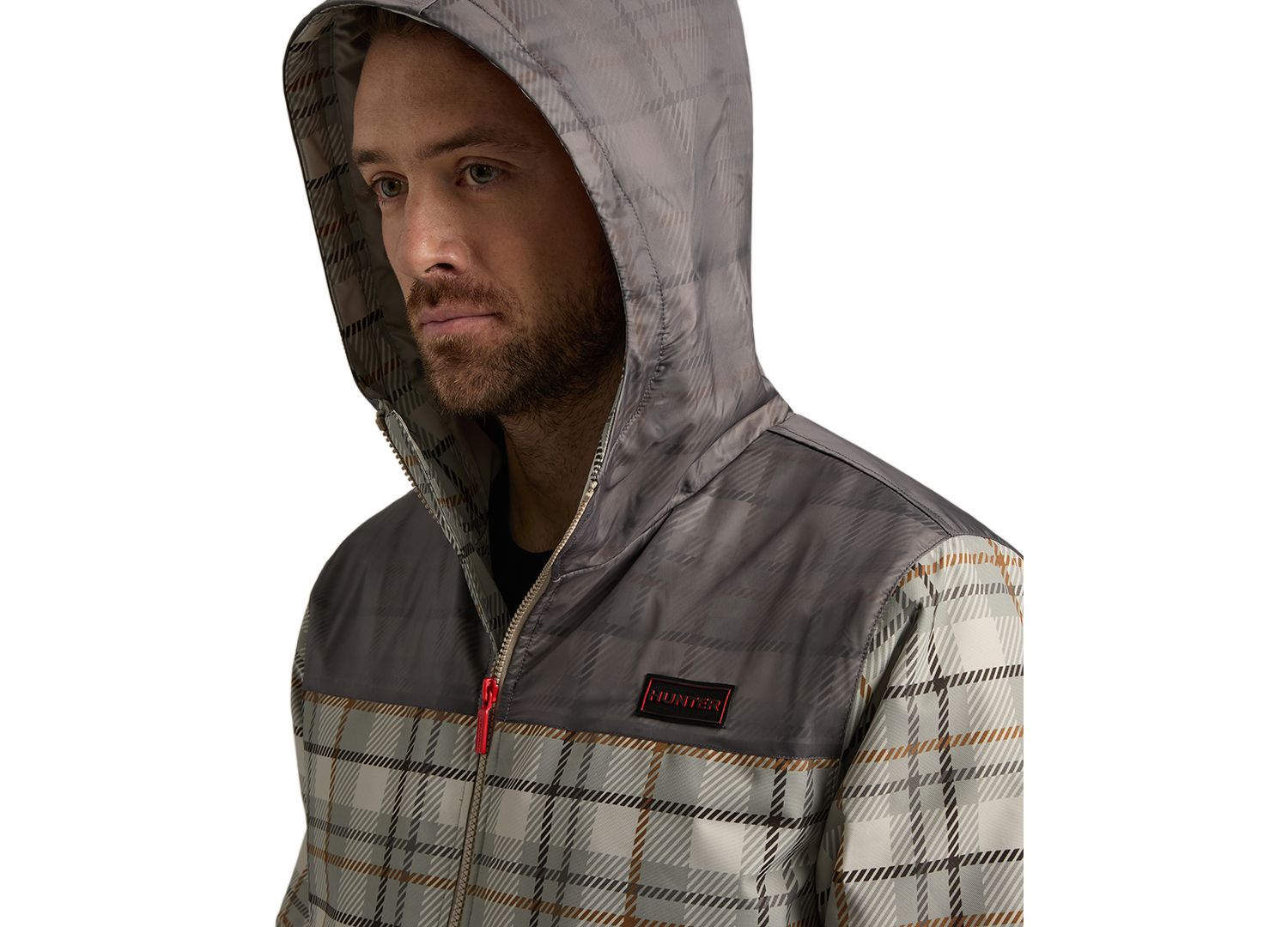 Men's Zipper-Front Plaid Print Jacket